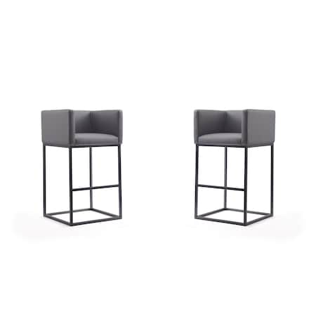 Manhattan Comfort Embassy Barstool in Grey and Black, PK2 2-BS018-GY